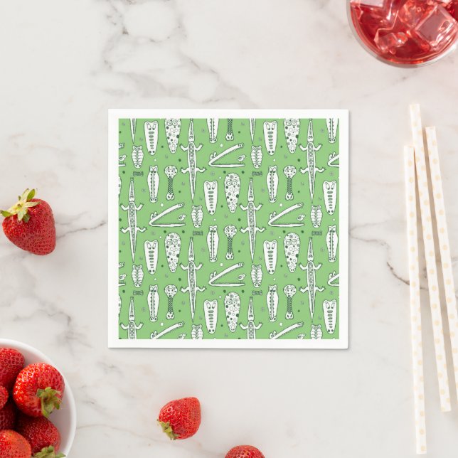 Sketch Crocodile Pattern Napkin (Insitu)