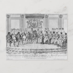 Sketch depicting Napoleon I and the sovereigns Postcard