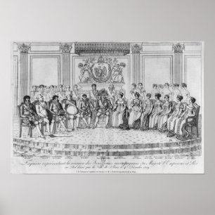 Sketch depicting Napoleon I and the sovereigns Poster