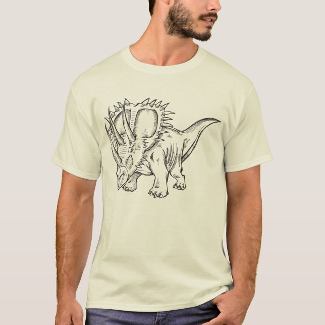Sketch Doodle Triceratops Dinosaur T-Shirt (Front)