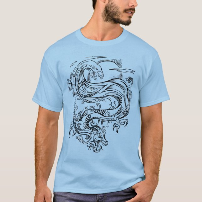Sketch Doodle Water Dragon  T-Shirt (Front)