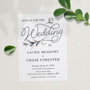 Sketch Floral Minimal Boho Wedding Invitation