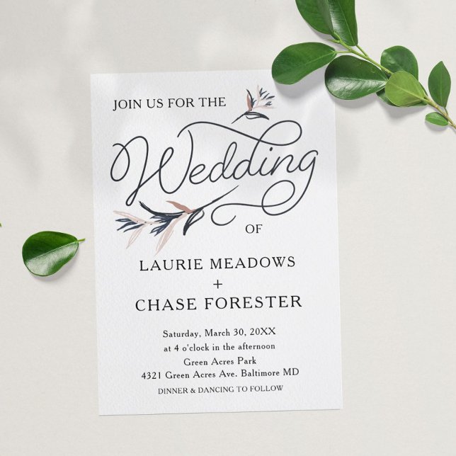 Sketch Floral Minimal Boho Wedding Invitation (Creator Uploaded)