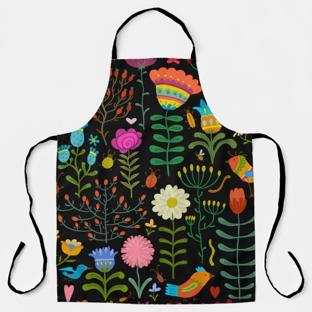 Sketch floral, seamless artistic pattern. apron (Front)