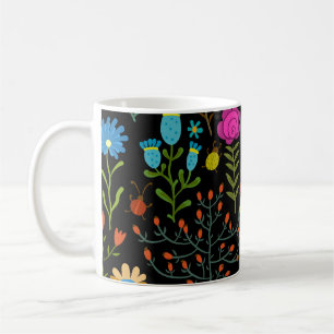 Sketch floral, seamless artistic pattern. coffee mug