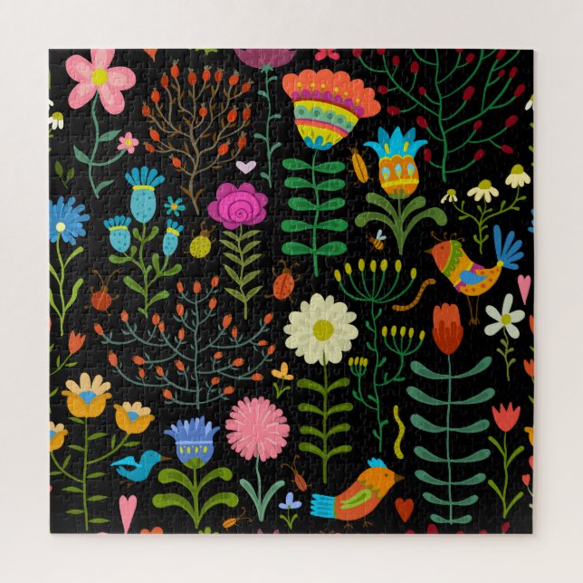 Sketch floral, seamless artistic pattern. jigsaw puzzle (Vertical)