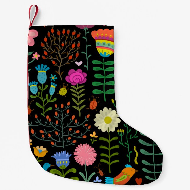 Sketch floral, seamless artistic pattern. small christmas stocking (Front)