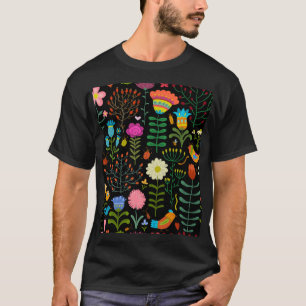 Sketch floral, seamless artistic pattern. T-Shirt