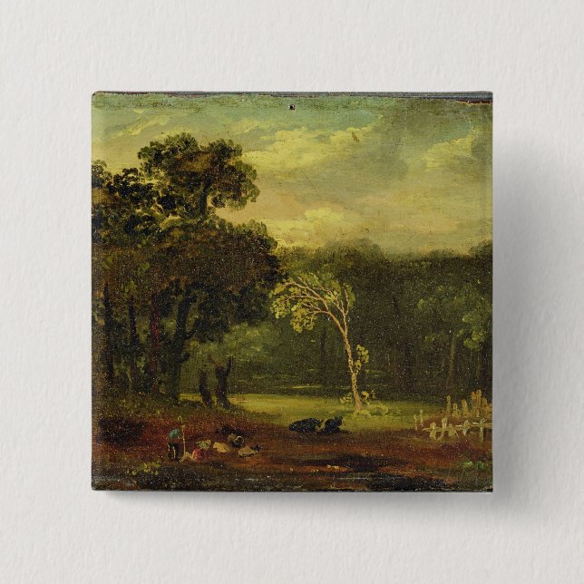 Sketch from Nature in Sion Park, 1819 (oil on card 15 Cm Square Badge (Front)