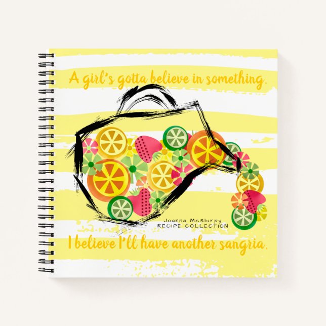 Sketch fruit sangria personalised recipe cookbook notebook (Front)