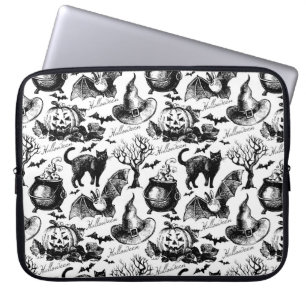 Sketch Halloween seamless pattern Laptop Sleeve
