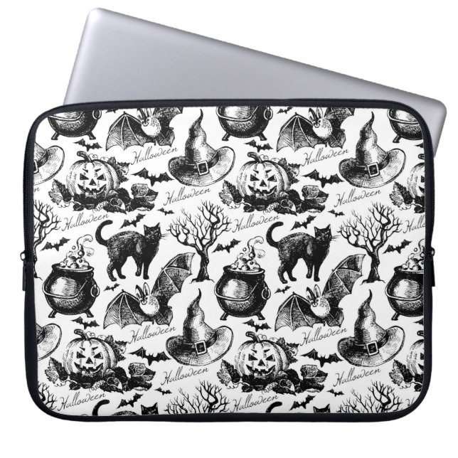 Sketch Halloween seamless pattern Laptop Sleeve (Front)