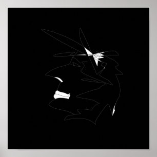 Sketch Head Weird Face Wild Hairstyle Poster