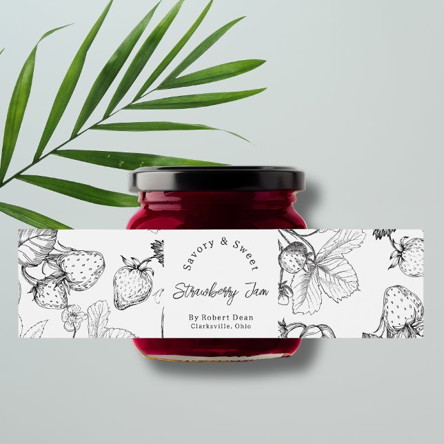  Sketch Homemade Strawberry Jam Wrap-around Label (Creator Uploaded)