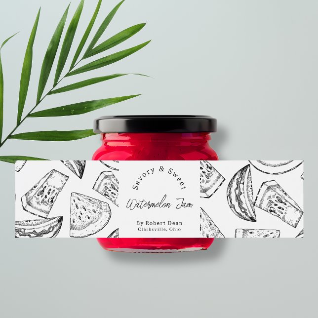  Sketch Homemade Watermelon Jam Wrap-around Label (Creator Uploaded)