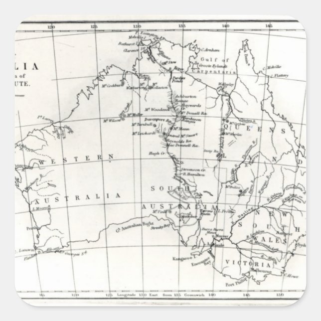 Sketch map of Australia Square Sticker (Front)