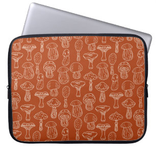 Sketch Mushrooms: Cute Seamless Background. Laptop Sleeve