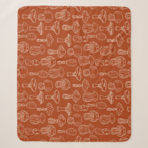 Sketch Mushrooms: Cute Seamless Background. Sherpa Blanket
