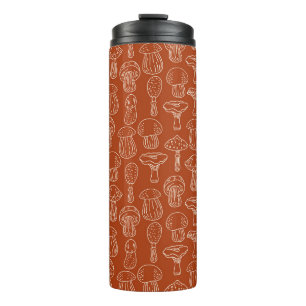 Sketch Mushrooms: Cute Seamless Background. Thermal Tumbler