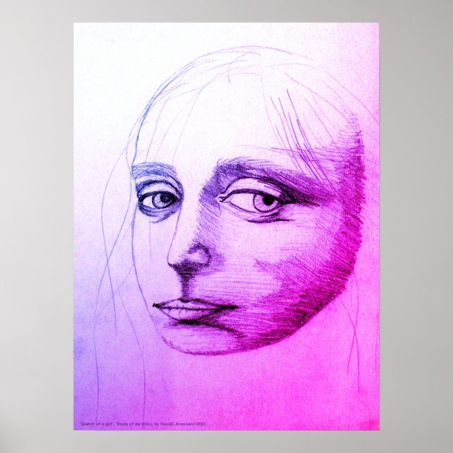 "Sketch of a girl", a study of da Vinci, D.C.B. Poster (Front)