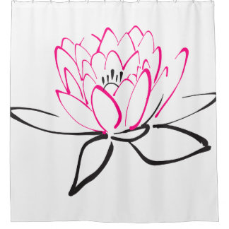Sketch of a lotus flower shower curtain