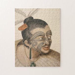Sketch of a Maori Man, c. 1769 Jigsaw Puzzle