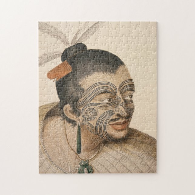 Sketch of a Maori Man, c. 1769 Jigsaw Puzzle (Vertical)