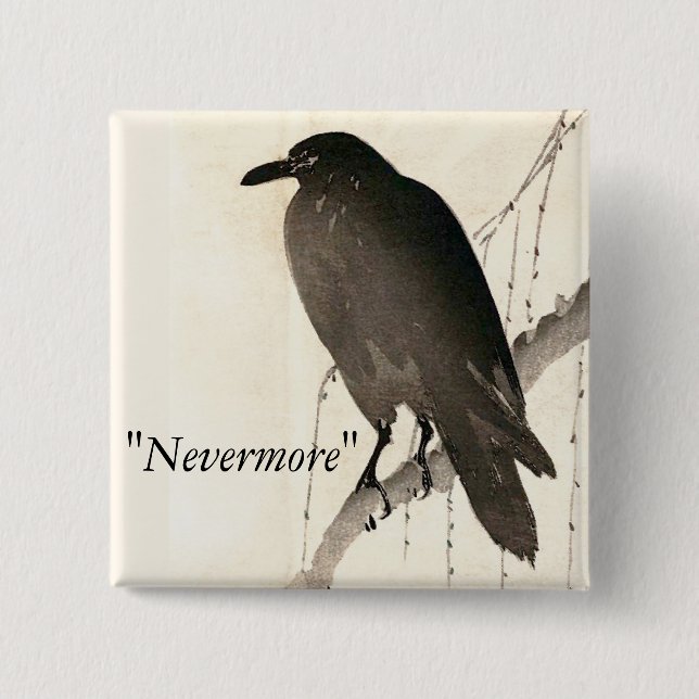 Sketch of a raven - "Nevermore" 15 Cm Square Badge (Front)