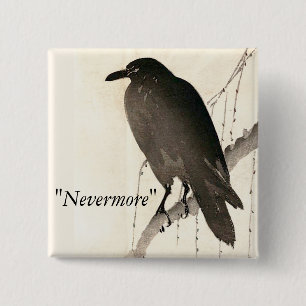Sketch of a raven - "Nevermore" 15 Cm Square Badge