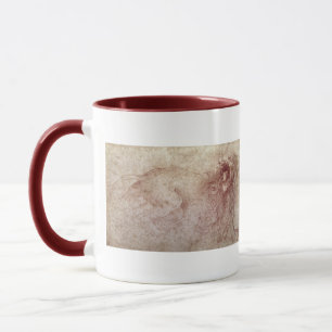 Sketch of a roaring lion (red chalk on paper) mug