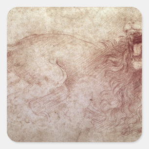 Sketch of a roaring lion square sticker