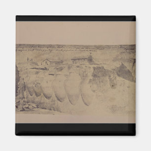 Sketch of a shop with nine giant amphorae magnet