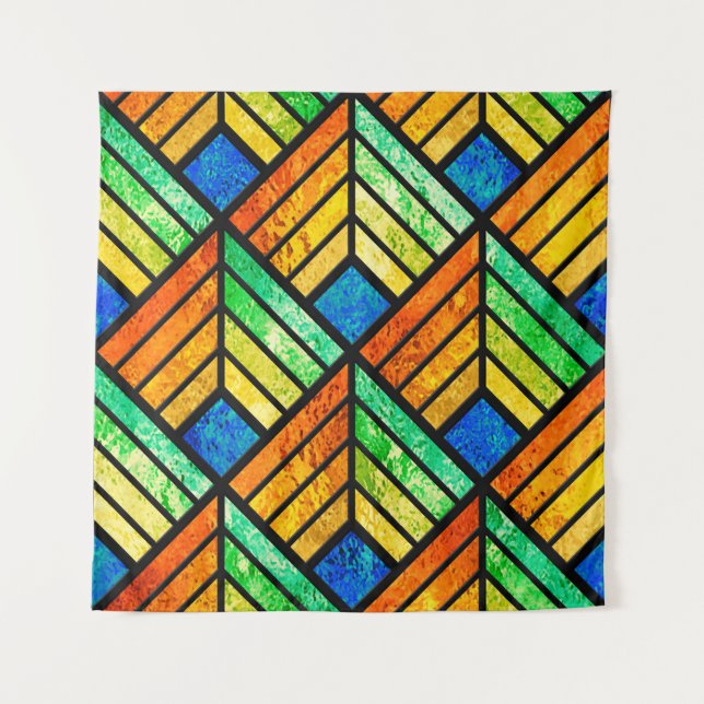 Sketch of a stained glass window. Seamless pattern Tapestry (Front)