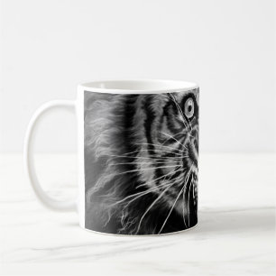 Sketch of a wild tiger in black and whiteblack,whi coffee mug