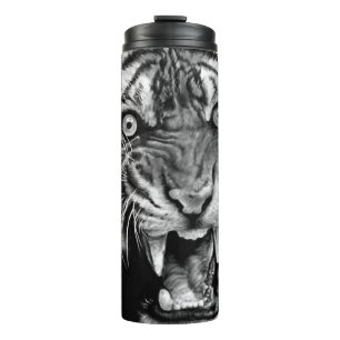 Sketch of a wild tiger in black and whiteblack,whi thermal tumbler
