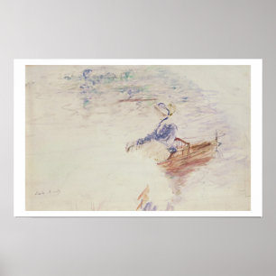 Sketch of a Young Woman in a Boat, 1886 (w/c on ca Poster