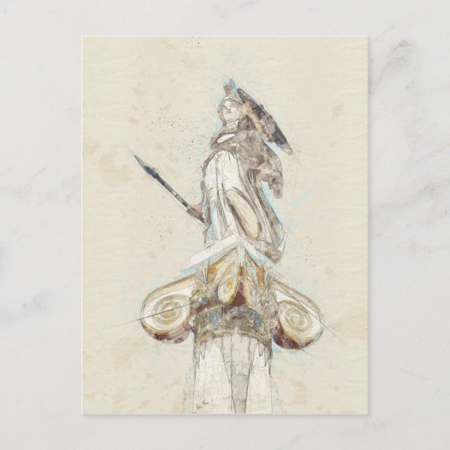 Sketch of Athena Statue Postcard – Ancient Greek  (Front)