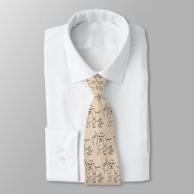 Sketch of Basset Hound on Paper Look Background Tie (Tied)
