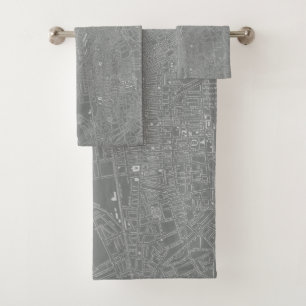 Sketch of Boston City Map Bath Towel Set
