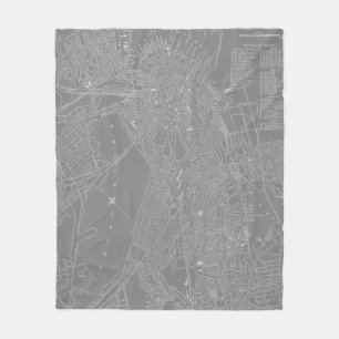 Sketch of Boston City Map Fleece Blanket