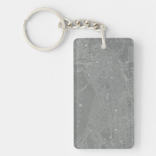 Sketch of Boston City Map Key Ring
