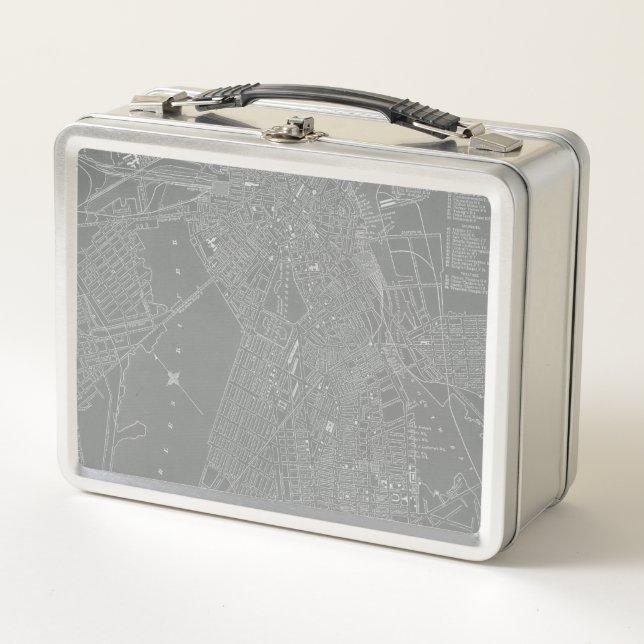 Sketch of Boston City Map Metal Lunch Box (Front)