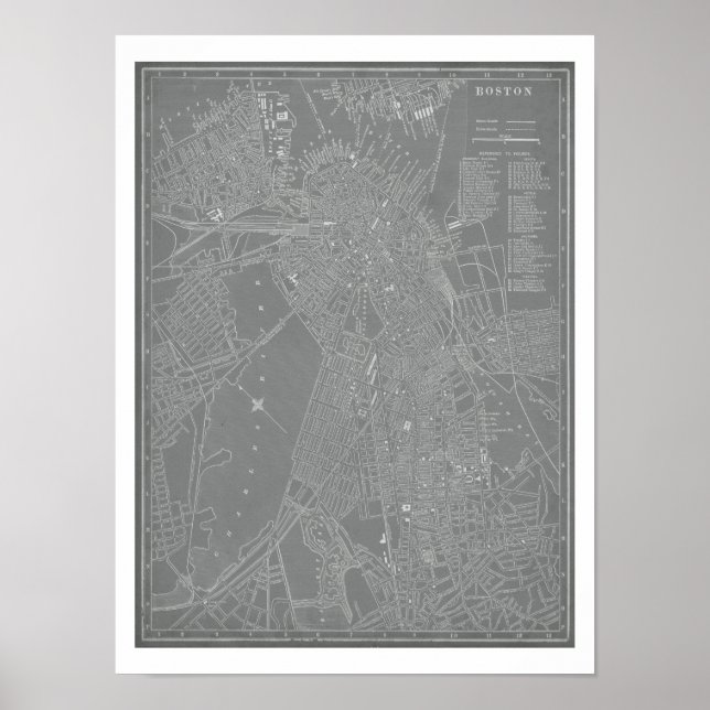 Sketch of Boston City Map Poster (Front)