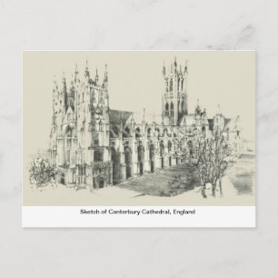 Sketch of Canterbury Cathedral, England Postcard
