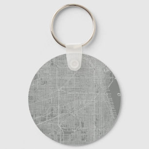 Sketch of Chicago City Map Key Ring