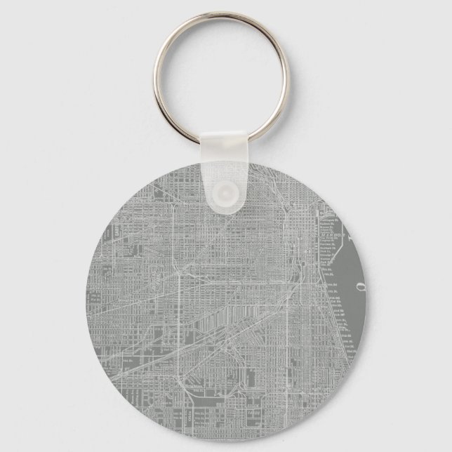 Sketch of Chicago City Map Key Ring (Front)
