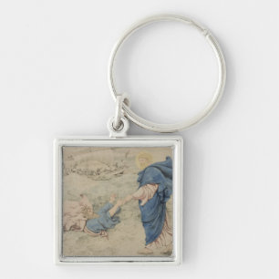 Sketch of Christ Walking on Water (w/c on paper) Key Ring