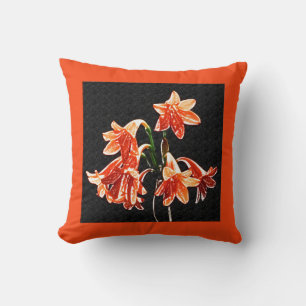 Sketch of Daylilies - Mandarin orange and Rust Cushion