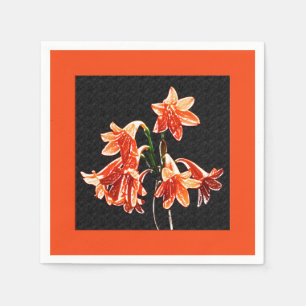 Sketch of Daylilies - Mandarin orange and Rust Napkin
