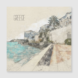 Sketch of famous embankment of Spetses island